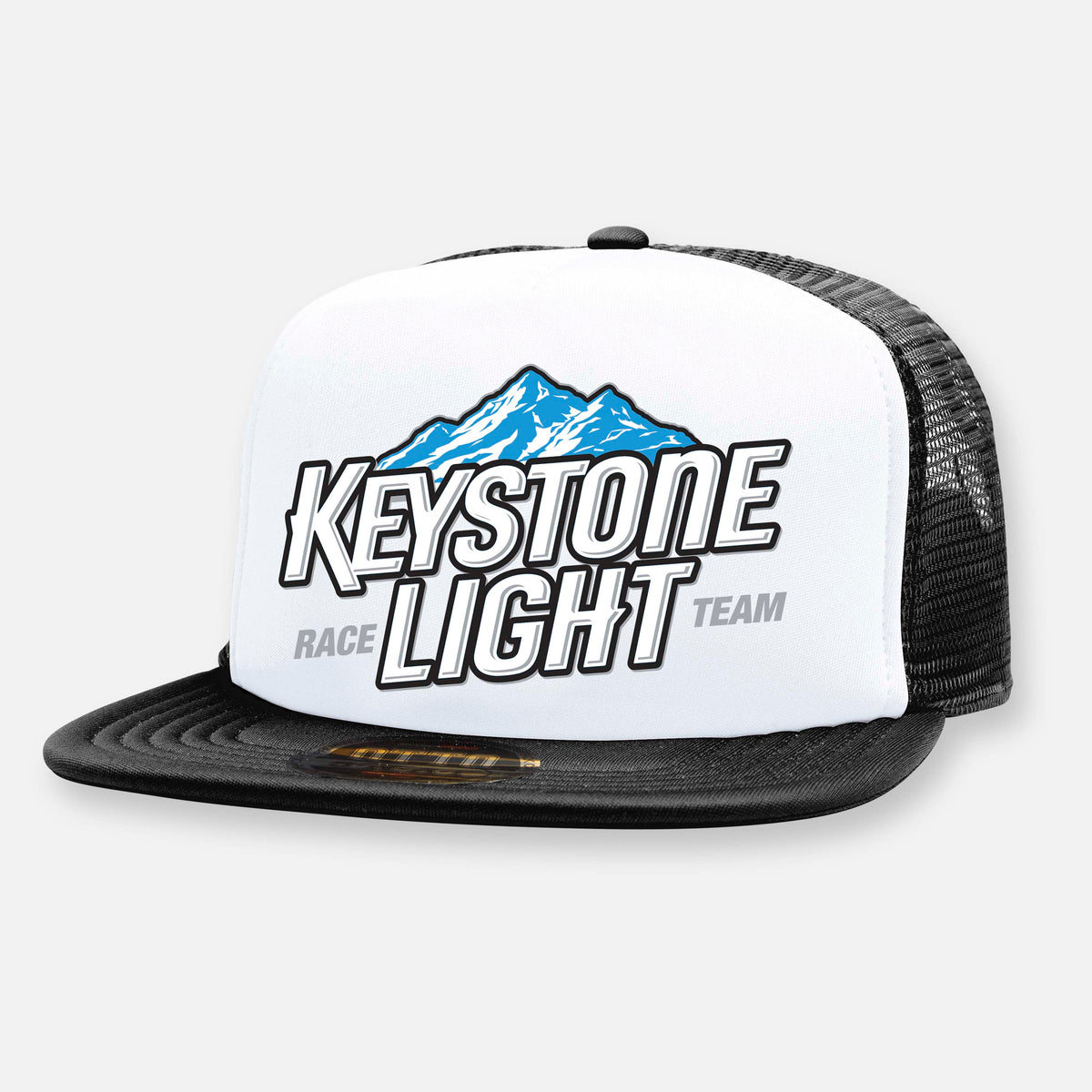 Keystone Light Race Team Hat Black-White Flat Bill