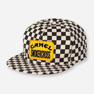 CAMEL CHECKERBOARD PIT CREW UNSTRUCTURED PATCH HAT