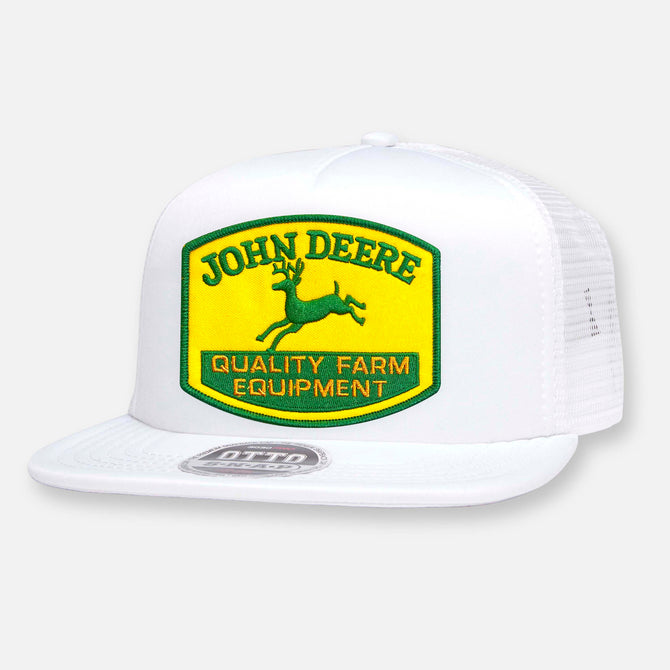 John Deere Black & White Hat Cap w Cool Patch Logo Quality Farm Equipment