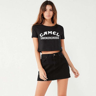 WOMENS CAMEL SMOKERCROSS CROP TEE